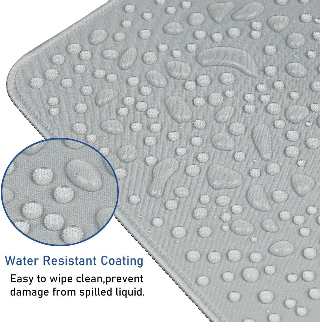 Large Gaming Mouse Pad with Stitched Edges, Durable Non-Slip Natural Rubber Base, Waterproof Computer Keyboard Pad Mat for Esports Pros/Gamer/Desktop/Office/Home - Grey