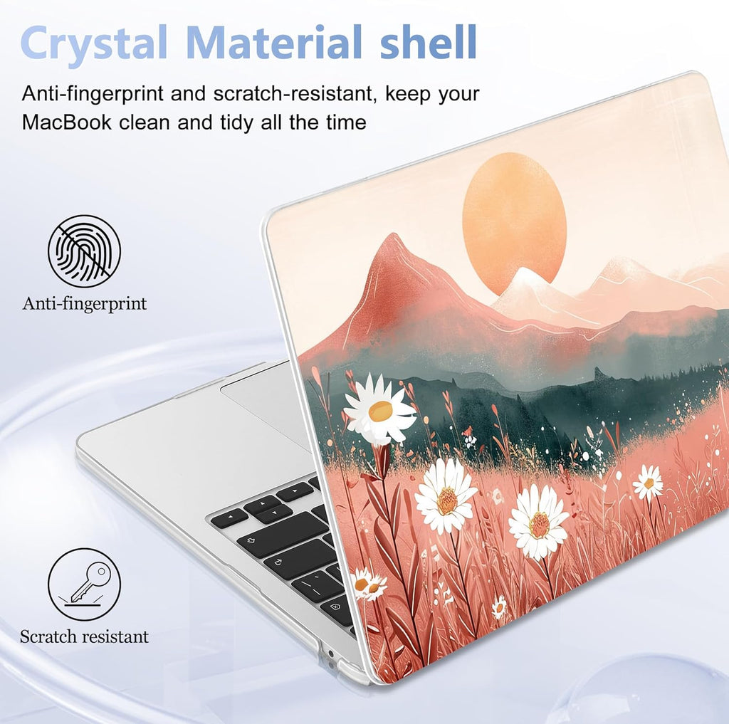 Case for MacBook Air 15 Inch 2025 2024 2023 Release M4 A3241 M3 A3114 M2 A2941, Hard Shell with Screen Protector & Keyboard Cover, Compatible with Touch ID, Mountains