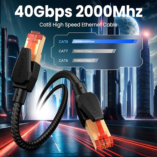 Cat 8 Ethernet Cable 100 FT, Heavy Duty High Speed LAN Network Cable RJ45 - Image 2