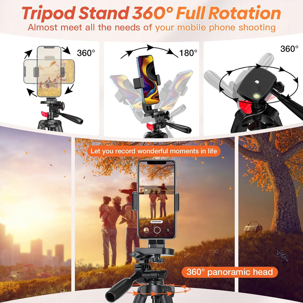 65" Phone Tripod Stand, Tripod for iPhone & Camera with Wireless Remote & Cellphone Holder for Video Recording/Selfies/Live Stream/Vlogging (Included Carry Bag)