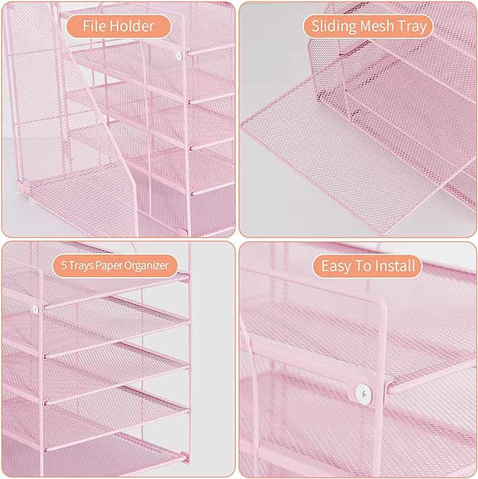 LEKETREE Desk Organizers and Accessories, 5-Tier Paper Letter Tray Organizer - Image 5