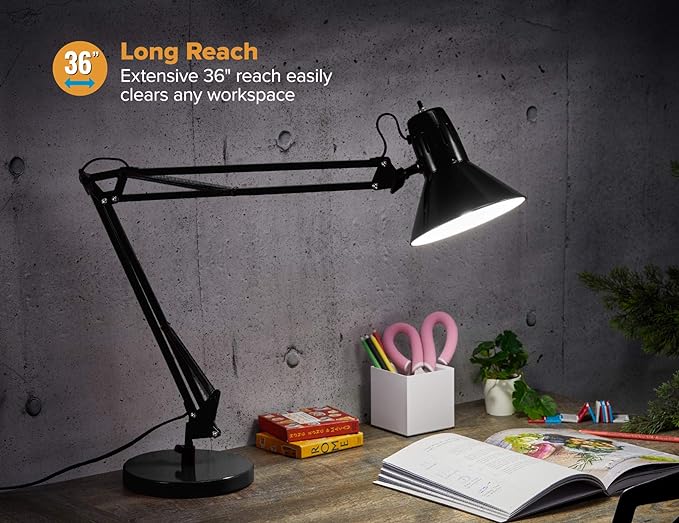 Bostitch Office VLF100D Swing Arm Desk Lamp, Includes Replaceable LED Bulb - Image 2