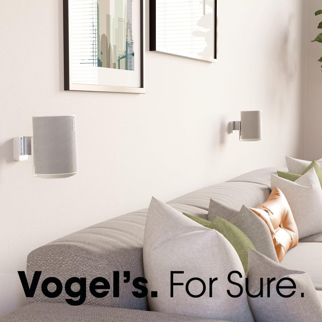 Vogel's SWM 4111 Speaker Wall Bracket for Sonos ERA 100, Max. 11 lbs (5 kg), Tiltable -30º/+30º, Swivels up to 70º (Left/Right), White, 1 Bracket
