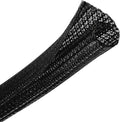 CrocSee 25ft - 3/4 inch Braided Cable Management Sleeve Cord Protector - Self-Wrapping Split Wire Loom for TV/Computer/Home Theater/Engine Bay - Black