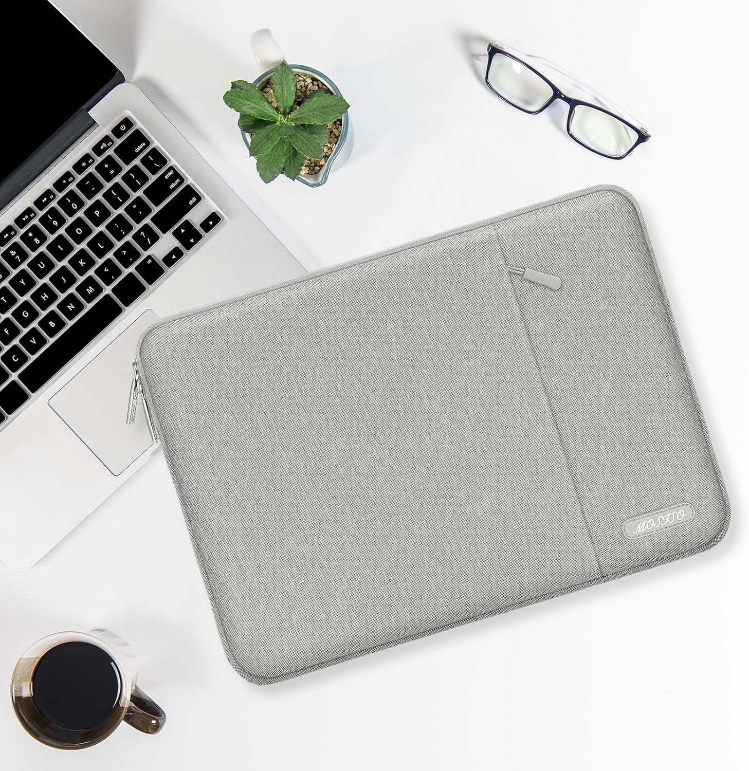 MOSISO Laptop Case 12.3 inch, 11.6-12.3 inch Laptop Sleeve Compatible with MacBook Air 11.6, Acer HP Dell Lenovo Samsung, Surface Pro, Polyester Vertical Computer Sleeve Bag with Pocket, Gray