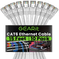 GEARit Cat 6 Ethernet Cable (10-Pack 15 Feet) Cat6 Network Patch, 10Gbps, RJ45, Snagless Cord, Gold-Plated Connectors, Internet for PC, TV, Tablet, Router, Printer, Servers, IT Data Center - White