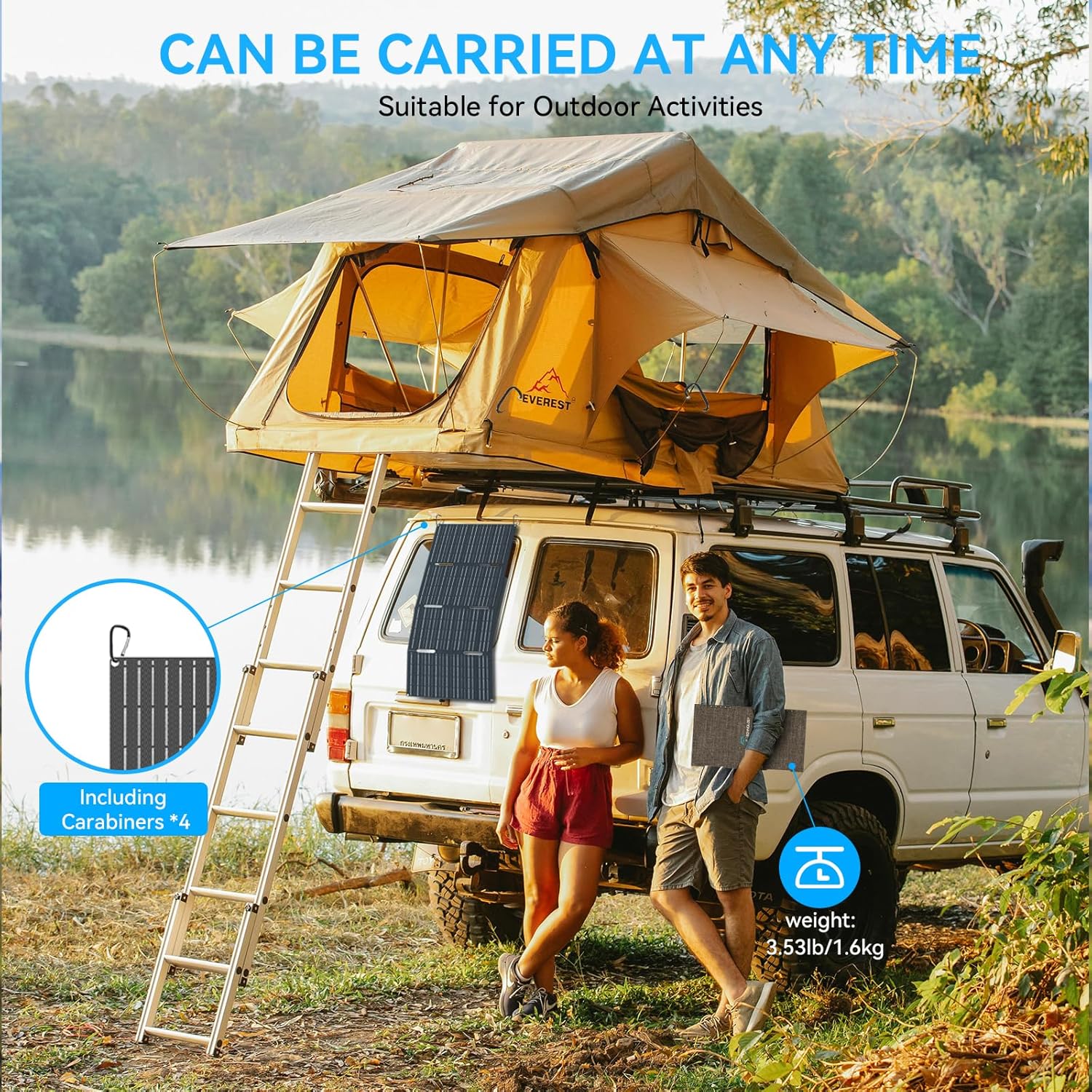 Ecosonique 60W Portable Foldable Solar Panels Charger Fast Charging with USB-C PD3.0 USB-A QC3.0 DC 18V Output ETFE Coating Waterproof for Camping Backpacking Power Station Cell Phones Power Banks