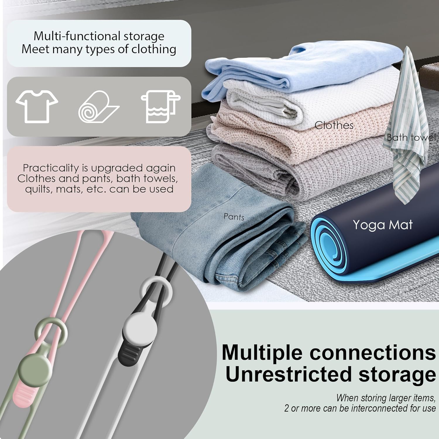 Nearockle Silicone Cable Ties Cord Organizer for Cable Management, 24PCS 4.2" and 7.1" Reusable Cable Organizer Electronic Accessories for Home, Office, Kitchen, School, Travel (4 Colors)