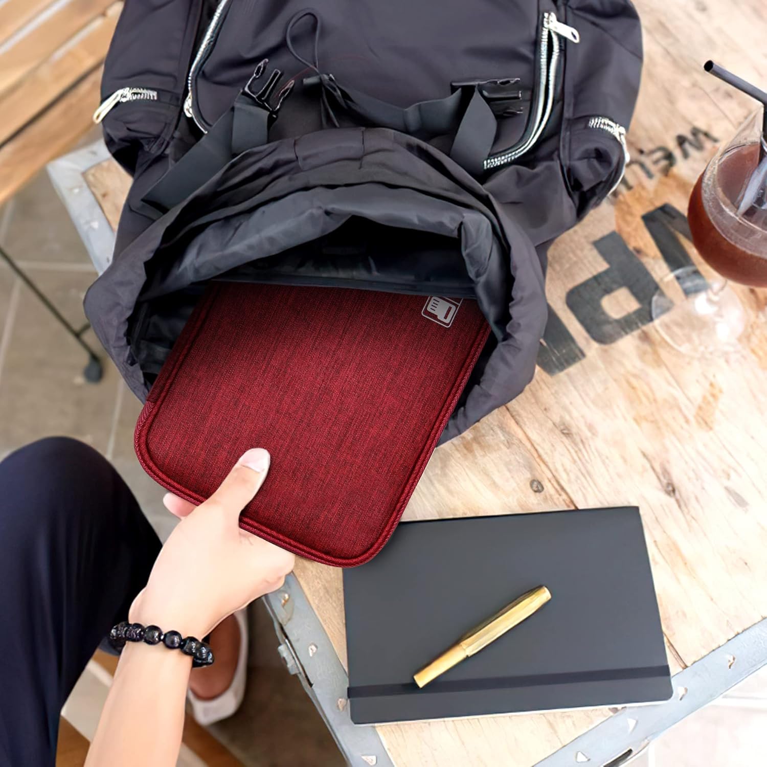 SELLYFELLY Travel Electronics Organizer Portable Cable Organizer Bag for Storage Electronic Accessories Case for Cord,Phone,Charger,Flash Drive (Wine Red)