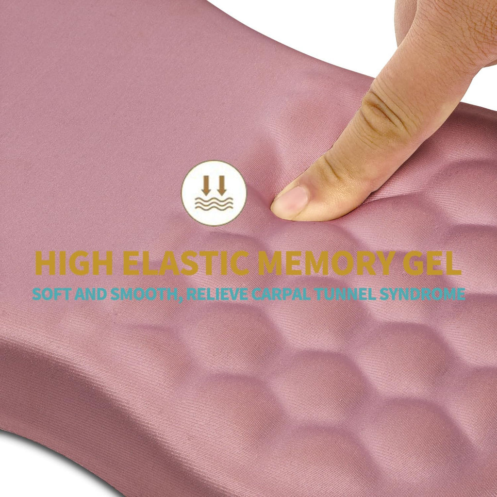 Hokafenle Ergonomic Mouse Pad Wrist Support with Massage Design, Wrist Rest Pain Relief Mousepad with Memory Foam&Non-Slip PU Base, Mouse Pads for Wireless Mouse & Desk (12x8 inch,Pink)