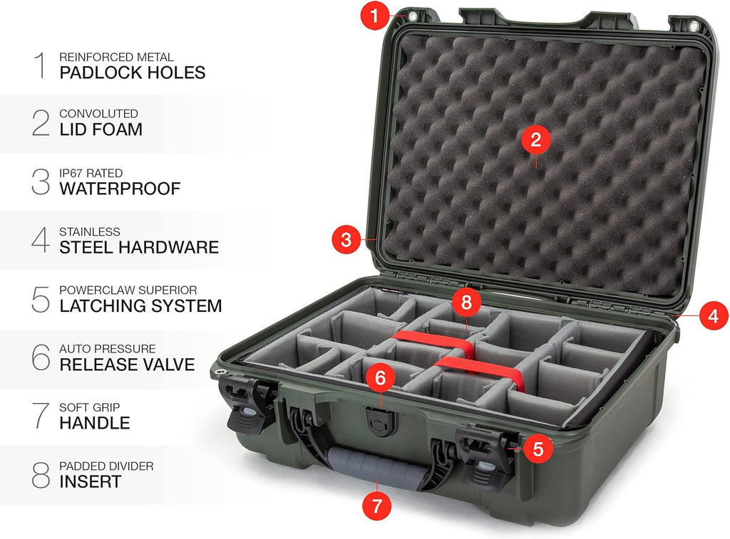Nanuk 930 Waterproof Hard Case with Padded Dividers - Olive