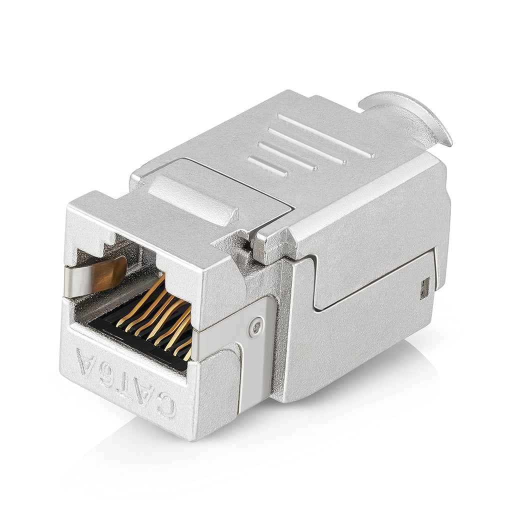 Everest Media Solutions RJ45 Shielded Keystone Jack - 24-Pack - Slim Profile, 90 Degrees, F/STP Female Connector - Tested for CAT5e, CAT6, CAT6A, CAT7 - up to 10GB Speed