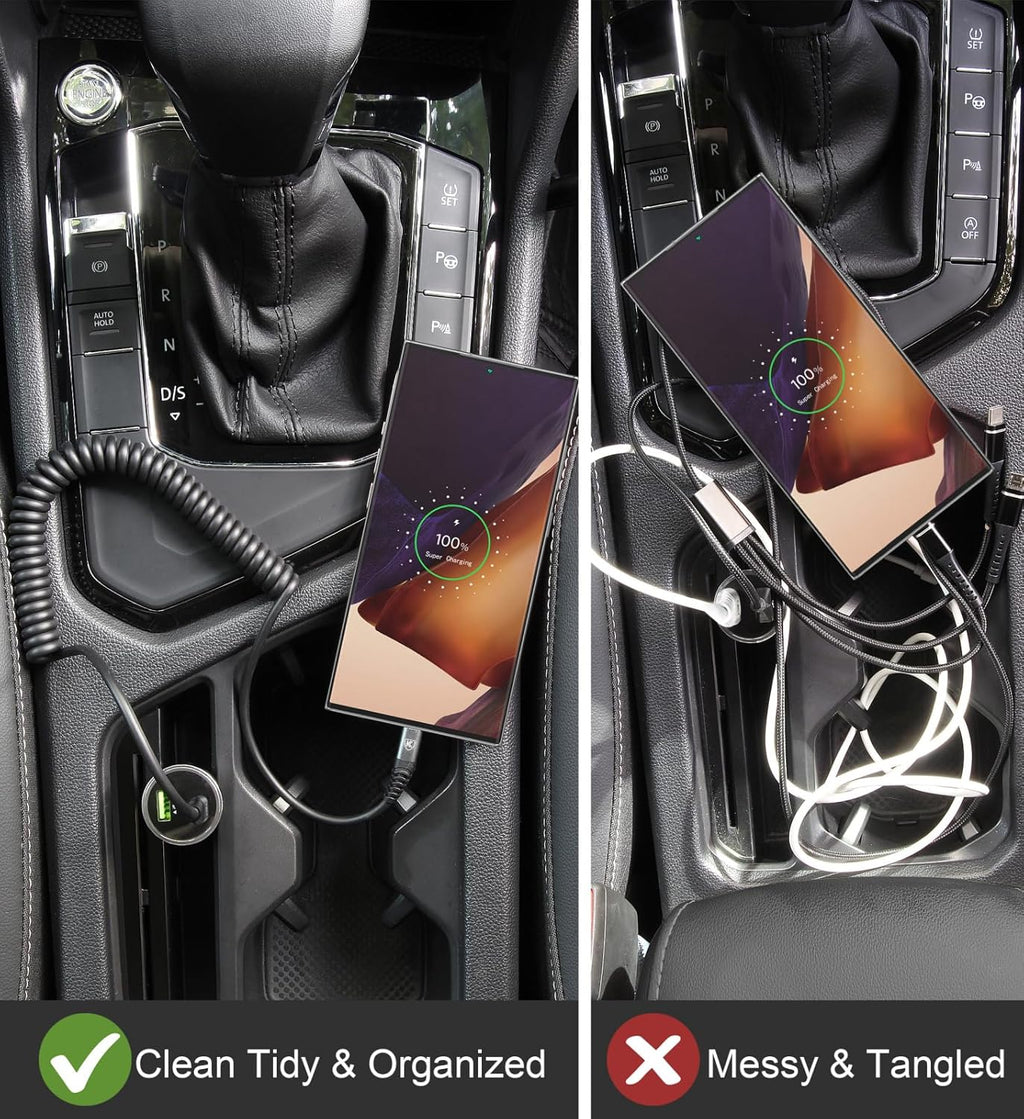 KIYODA 3FT & 6FT USB C to USB C Cable 2Pack - Coiled Type C Fast Charging Cable for Car, Compatible with iPhone 16/15/Plus/Pro/Pro Max/MacBook Pro 2020/Samsung Galaxy S23