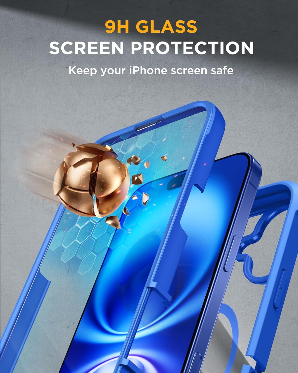 Miracase Magnetic for iPhone 16 Plus Case Full-Body Phone with Built-in Glass Screen Protector, [Compatible with MagSafe] Military Drop Proof 16 Plus Cover Bumper 6.7 inch, Blue