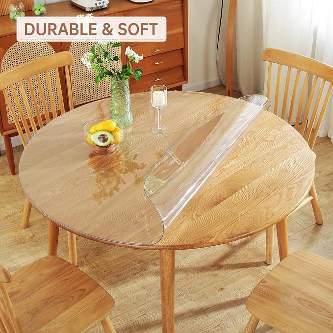 Warmstar Round Clear Table Protector, 40Inch 2mm Thick PVC Tablecloth - Image 2
