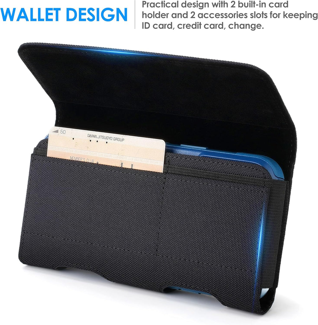 Mopaclle Nylon Phone Holster with Belt Clip for iPhone 17 Pro / 17, iPhone 16 Pro 16,15 Pro 15, iPhone 14, 14 Pro,13 Pro,Samsung Galaxy S25 S24 S23, S22,S21,Premium Cell Phone Belt Holder Pouch Cover