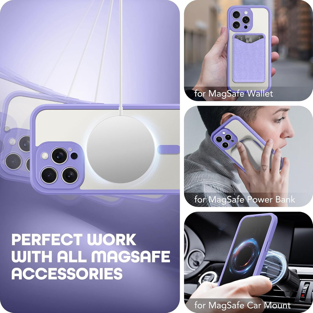 Magnetic for iPhone 15 Pro Case, Compatible with MagSafe, Built-in Privacy Screen Protector and Camera Protection, Anti Spy Full Body Dustproof Shockproof Hard Phone Case 6.1", Light Purple