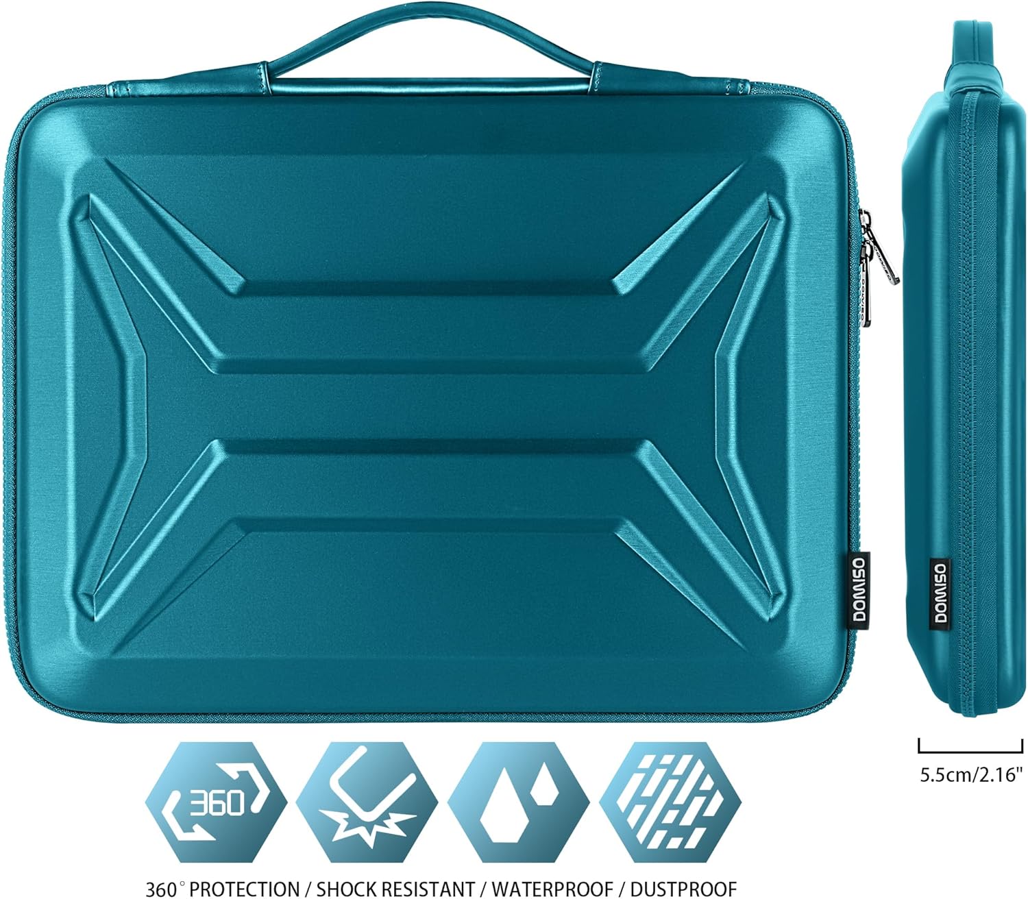 DOMISO 14 Inch Laptop Case Shockproof Sleeve Waterproof Hard Shell Protective Cover for Business & Travel, Fits 14" Lenovo ThinkPad/Dell XPS/HP Pavilion/Macbook Pro (Teal)