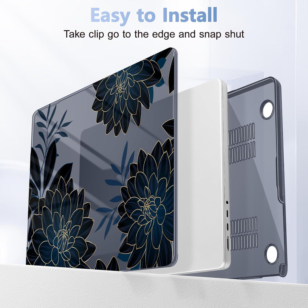 for MacBook Pro 16 inch Case 2021 2022 2023 2024 Release A3186 A3403 M4 A2991 M3 A2780 M2 A2485 M1 Pro/Max, Hard Shell Case with Screen Protector & Keyboard Cover, Flower Dahlia