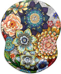 ITNRSIIET Ergonomic Mouse Pad with Gel Wrist Support Small Wrist Rest Smooth Surface Non-Slip PU Base Comfortable Office Supplies Pain Relief, 8.7 x 7.2 inches, Succulent Flower