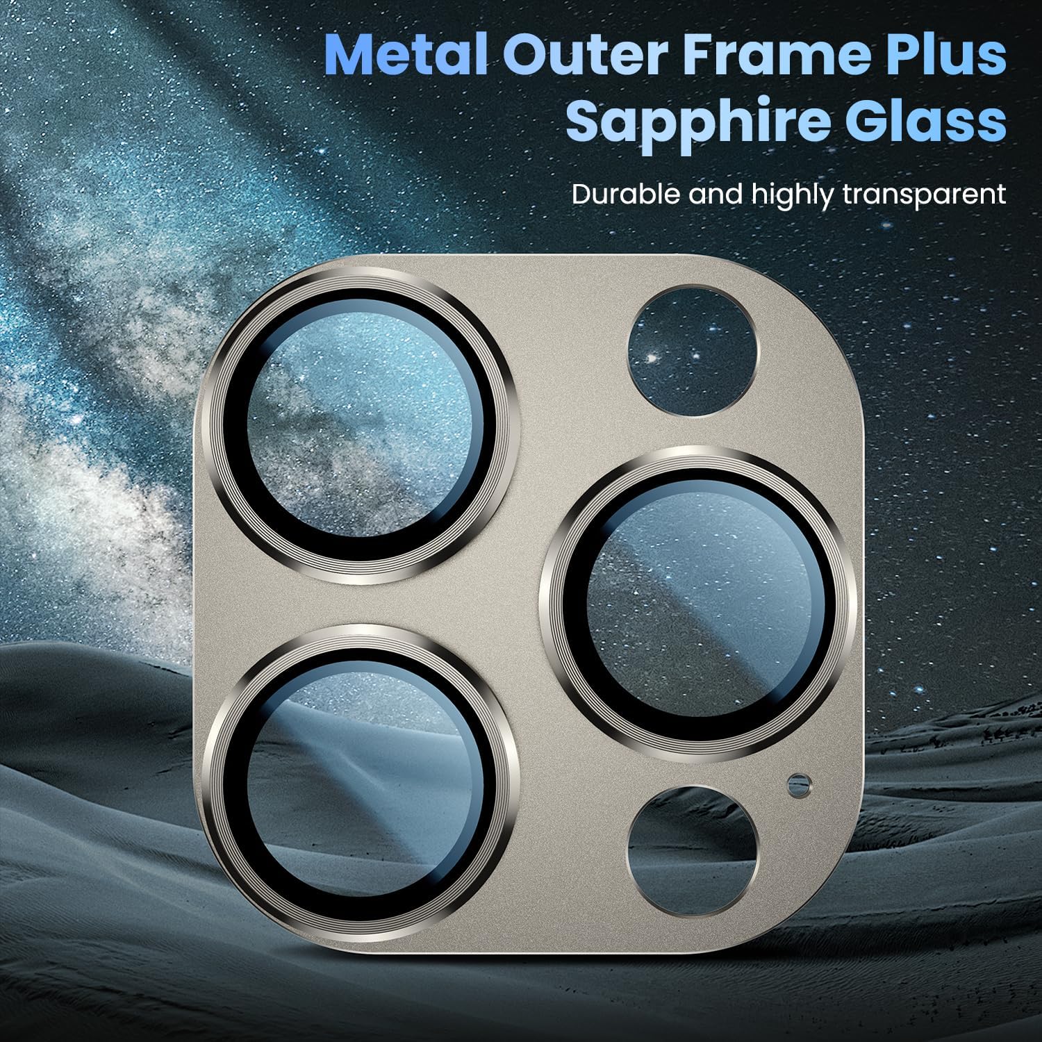 Uyiton Compatible with iPhone 16 Pro/iPhone 16 Pro Max Camera Lens Protector - [Not Easy to Break][Strong Adsorption][Case-Friendly] Metal Tempered Glass Rear Camera Screen Cover - Natural, 2 Pack