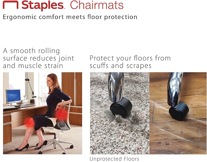 Staples Office Chair Mat, Hard Floors, Textured Underside, Extended Under-Desk - Image 6