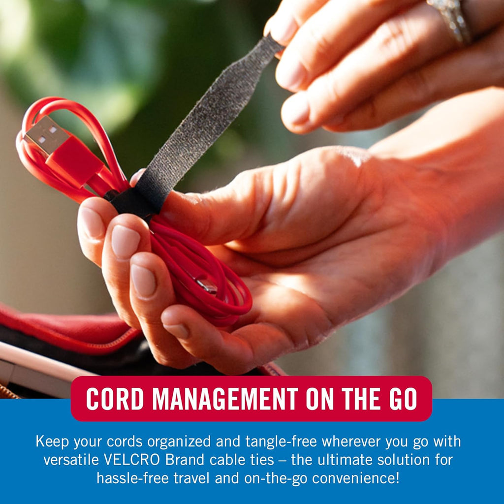 VELCRO Brand Reusable Cable Ties, 100 Pack 6 Inch Cable Management Ties, Cord Wraps for Electrical Cords, Black