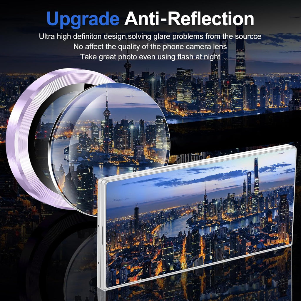 for Samsung Galaxy Z Fold 7 Camera Lens Protector, Individual Metal Ring Tempered Glass Lens Cover, [Strong Adsorption] Scratch Resistant Ultra-Thin HD Clear Lens Cover, 1 Set-Purple