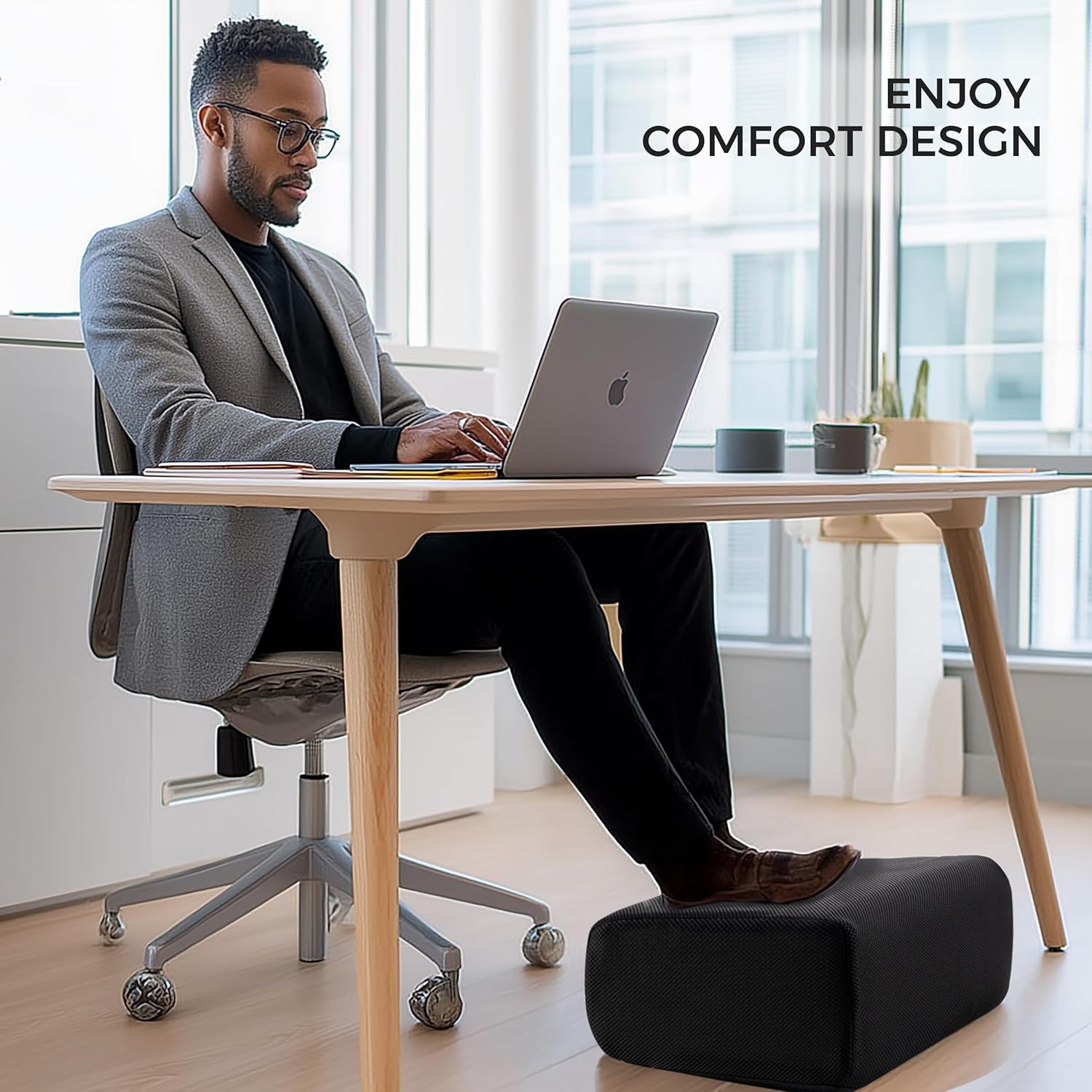 Ganondorf Foot Rest for Under Desk at Work Adjustable Foot Rest Under Desk Ergonomic Foot Stools for Under Office Desk Leg Pillow for Underdesk Footrest with Washable Cover, Mesh Black