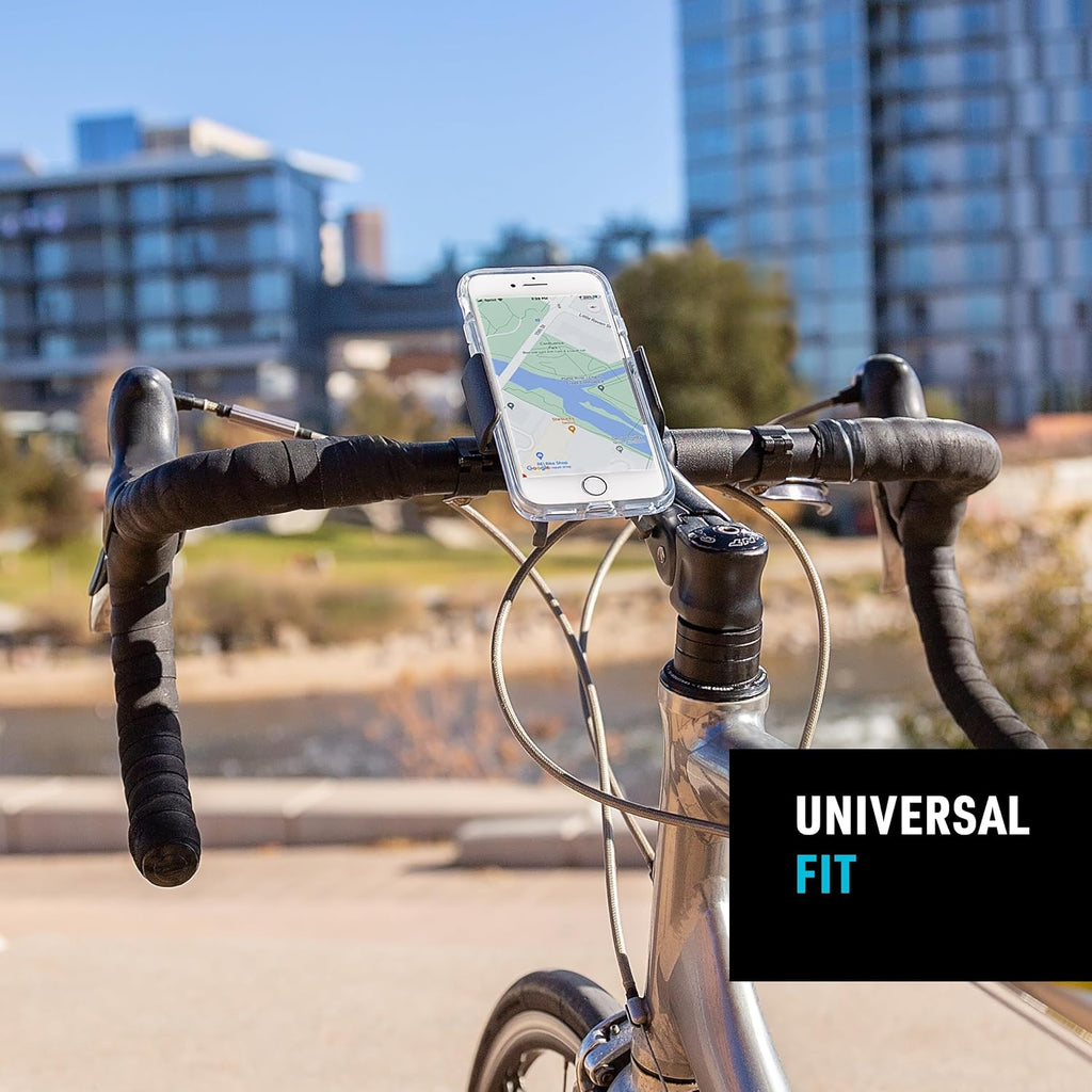 Nite Ize Squeeze Rotating Smartphone Bar Mount - Bike Mount Phone Holder for Handlebars - Phone Holster Accessories - Rotating Phone Holder with Easy-to-Squeeze Levers - Black
