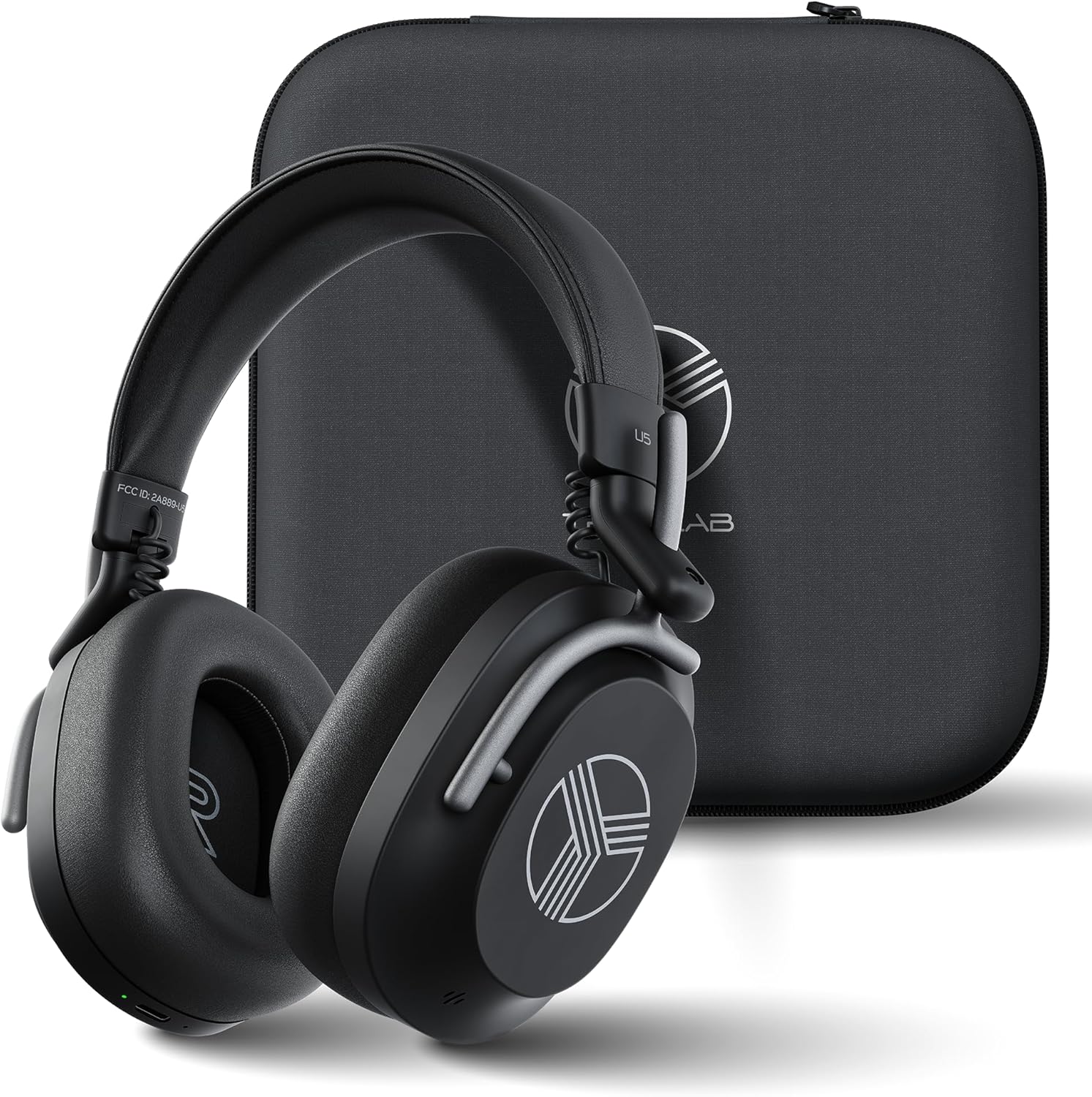 TREBLAB U5 - Hybrid Active Noise Cancelling Headphones Over-Ear, Deep Bass, 55H Battery, Mic for Calls, Bluetooth 5.3, Water-Resistant IPX4, Wireless Headphones Foldable for Travel, Gym, Work, Sports