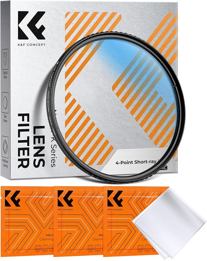 K&F CONCEPT 58mm Variable Short Line Star Lens Filter, Cross Screen Starburst by KFCONCEPT