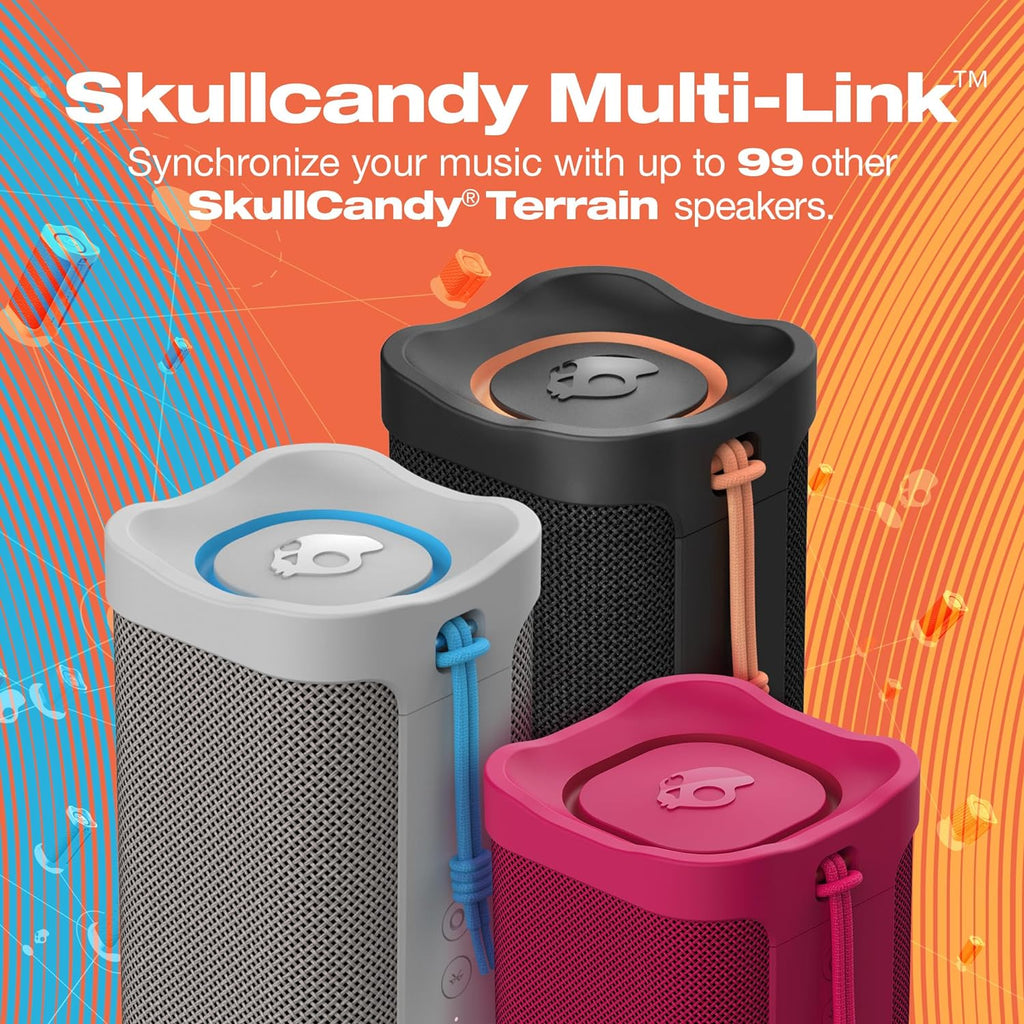 Skullcandy Terrain XL Wireless Bluetooth Speaker - IPX7 Waterproof Portable Speaker, 18 Hour Battery, Nylon Wrist Wrap, True Wireless Stereo (Red)