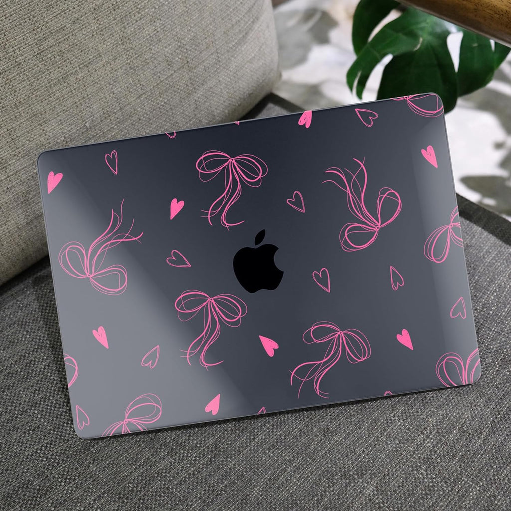 MEEgoodo Case for MacBook Air M4/M3/M2 13.6 inch 2025 2024 2022, Fit Model A3240 A3113 A2681, Compatible with MacBook Air 13 inch, Laptop Hard Shell Case with Keyboard Cover, Ribbons Bow