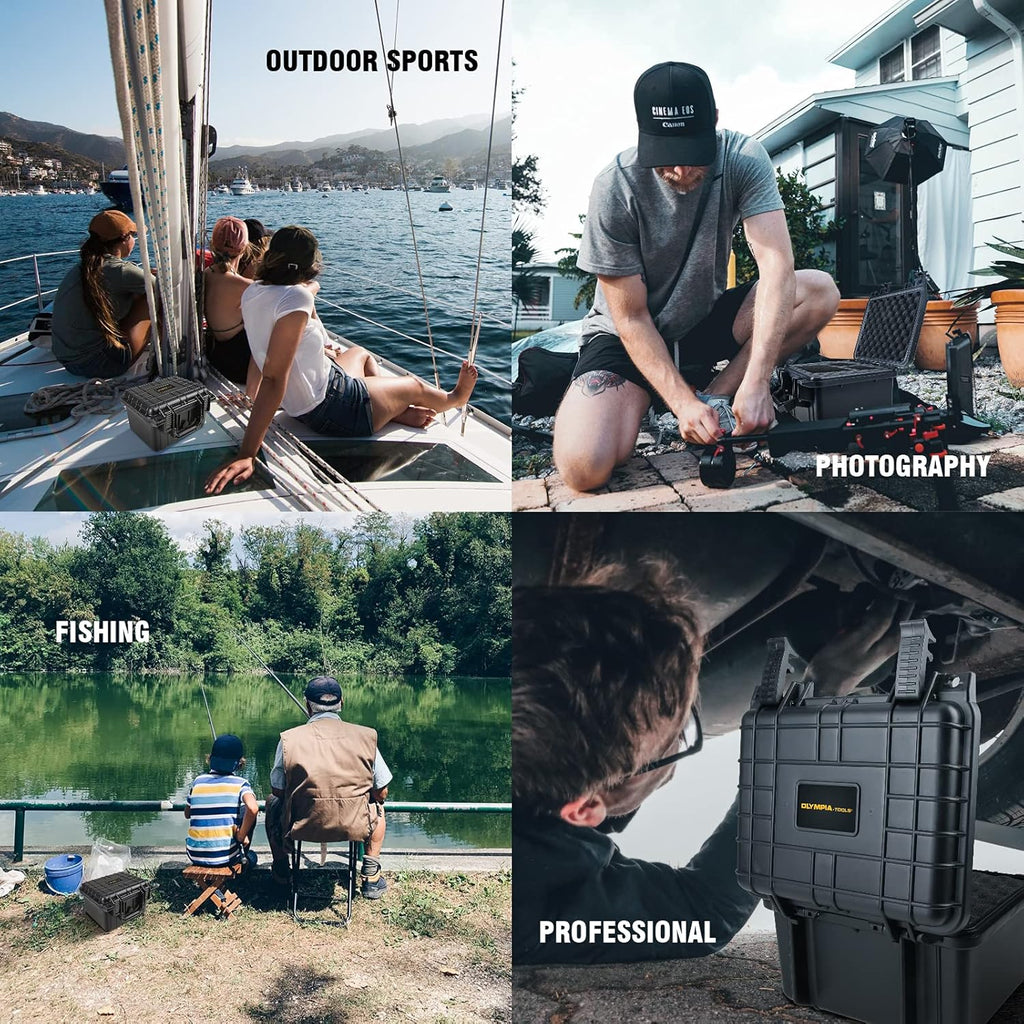 Olympia 10.47" Waterproof Hard Case with DIY Customizable Foam, Fit use of Gear, Equiment, Camera and so on