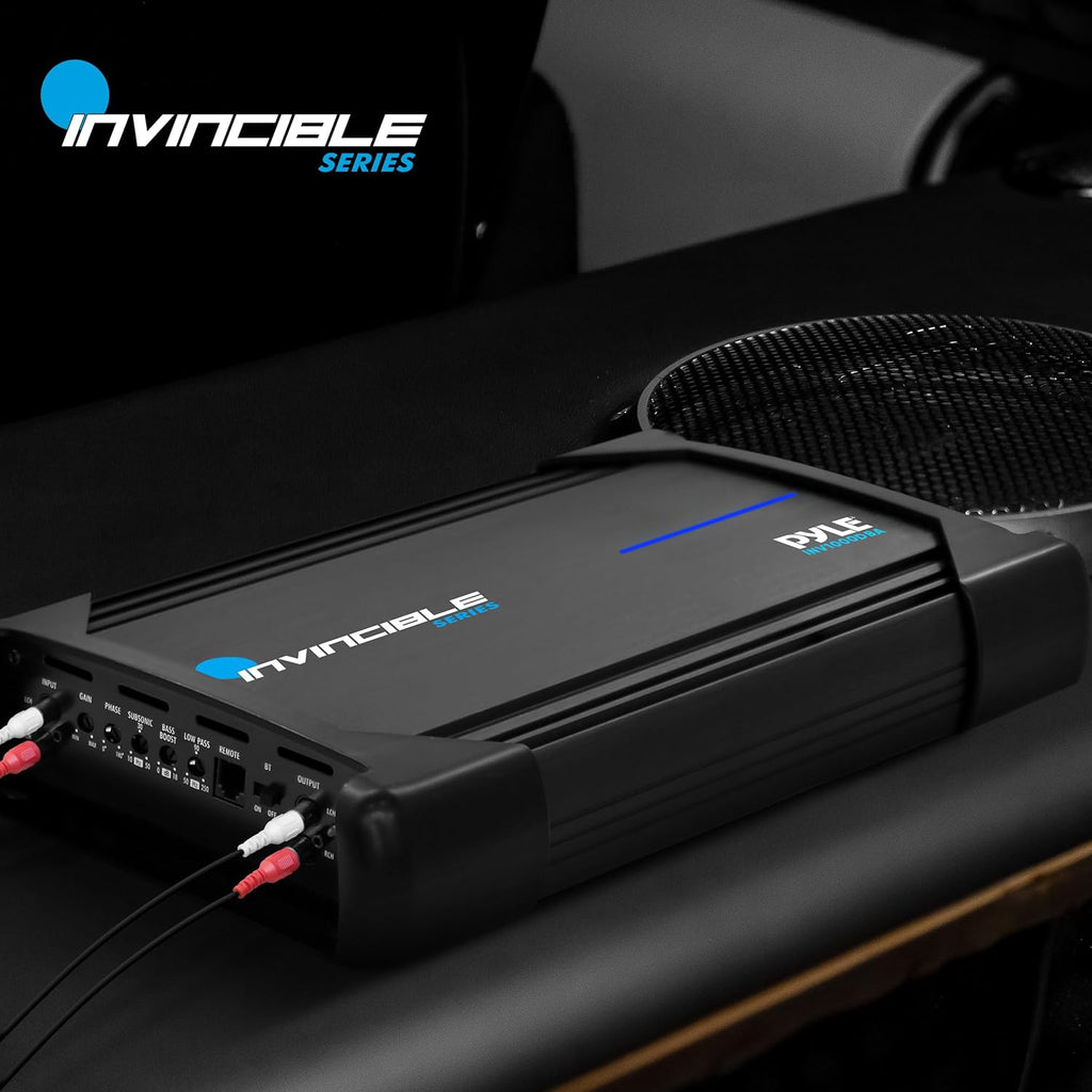 Pyle 1Channel 2000W Class D Car Audio System Amplifier, 14"Invincible Monoblock Series Amp, Advanced Protection Circuitry, PWM Power Supply, 5-Way Protection, Lightweight & Compact Design, LPF Control
