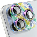 Choiche Compatible for iPhone 16 Pro/iPhone 16 Pro Max Camera Lens Protector, Bling Camera Cover with 9H Tempered Glass Lens Screen Protector Metal Ring Decoration Accessories (Glitter-Colorful)