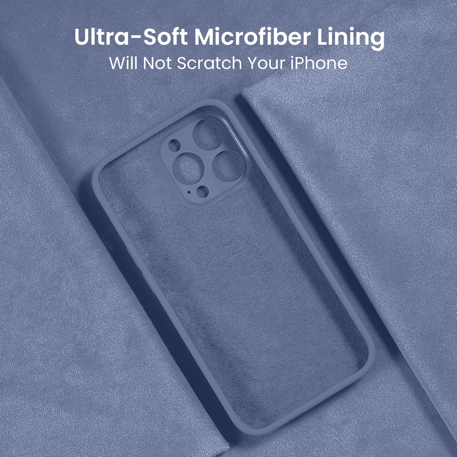 FireNova Designed for iPhone 15 Pro Case, Silicone Upgraded [Camera Protection] Phone Case with [2 Screen Protectors], Soft Anti-Scratch Microfiber Lining Inside, 6.1 inch, Lavender Gray