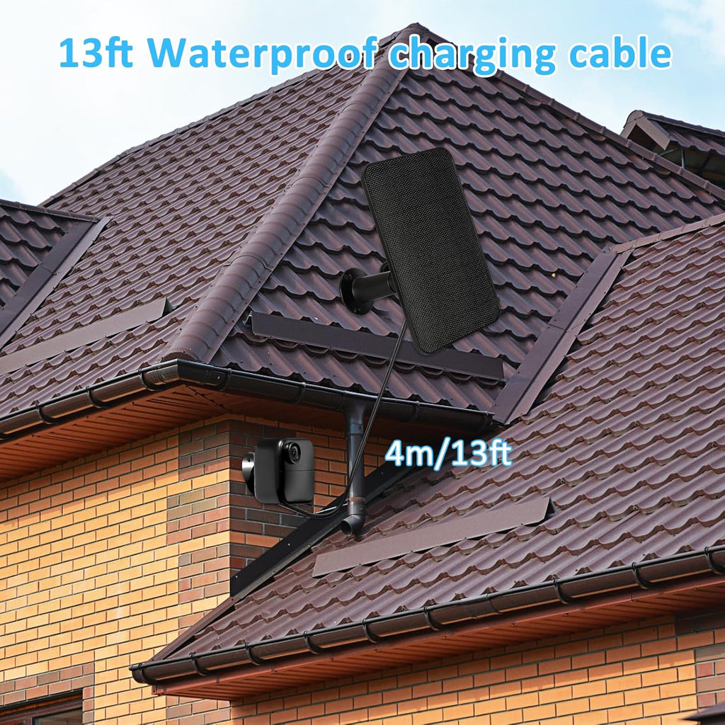 6W Solar Panel Charger for Blink Outdoor 4 (4th Gen), Solar Panel with 13.1ft Waterproof Charging Cable, Waterproof Rubber Plug, 360°Adjustable Mount and Micro USB and Type-C Port (for Blink 4-3PC)