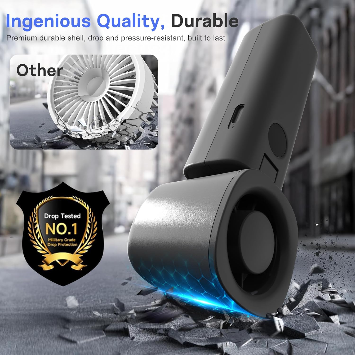 Personal Handheld Fan, Portable 3-in-1 High-Speed Turbo Fan with 5 Gear Wind, USB Mini Personal with 4000mAh Rechargeable Battery for Outdoor/Summer/Travel/Camping/Vacation Essentials Black