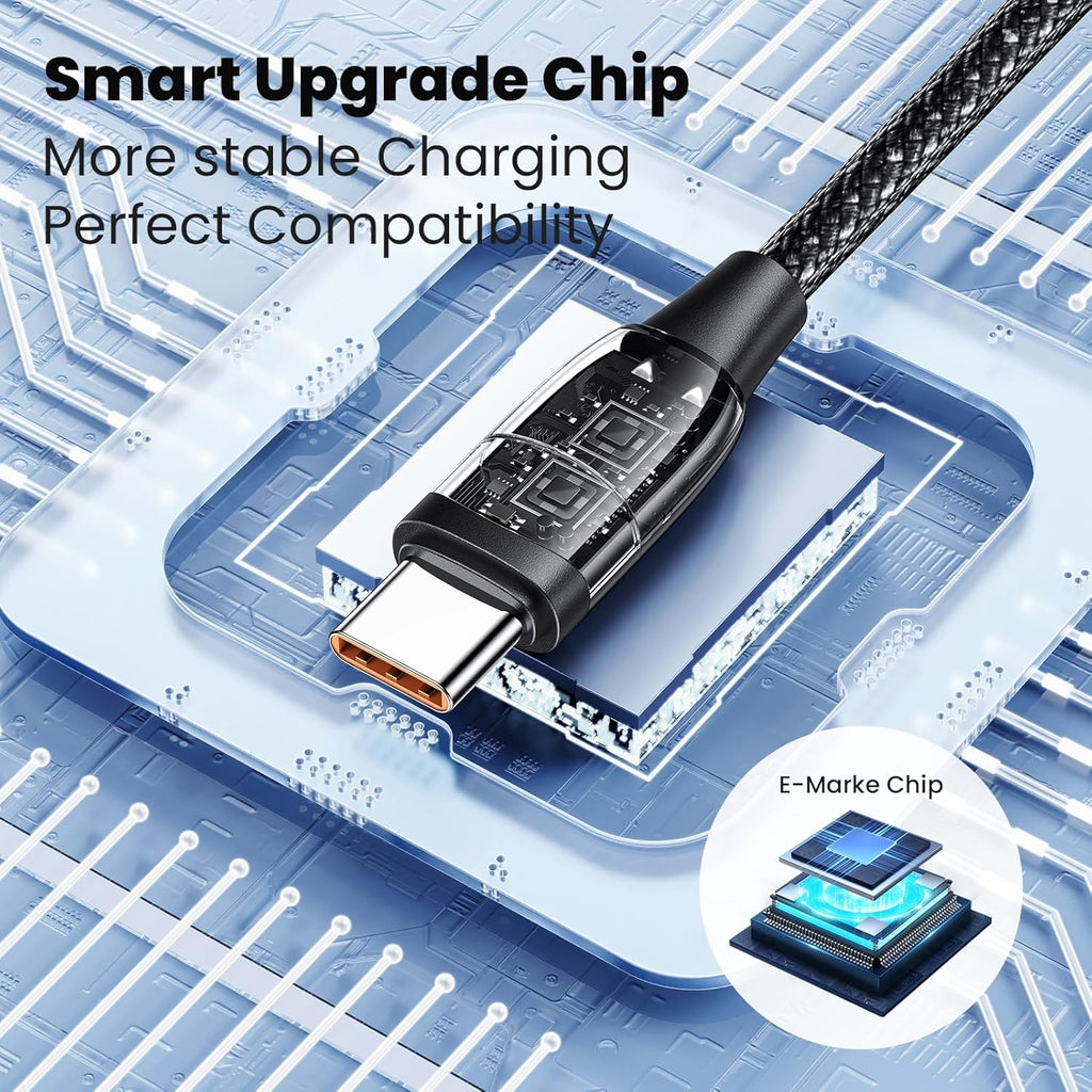 100W USB C Multi Charging Cable, USAMS 4FT 5-in-1 5A Fast Sync Charger Adapter Nylon Braided Type-C Cable for Laptop/Tablet/Phone and More