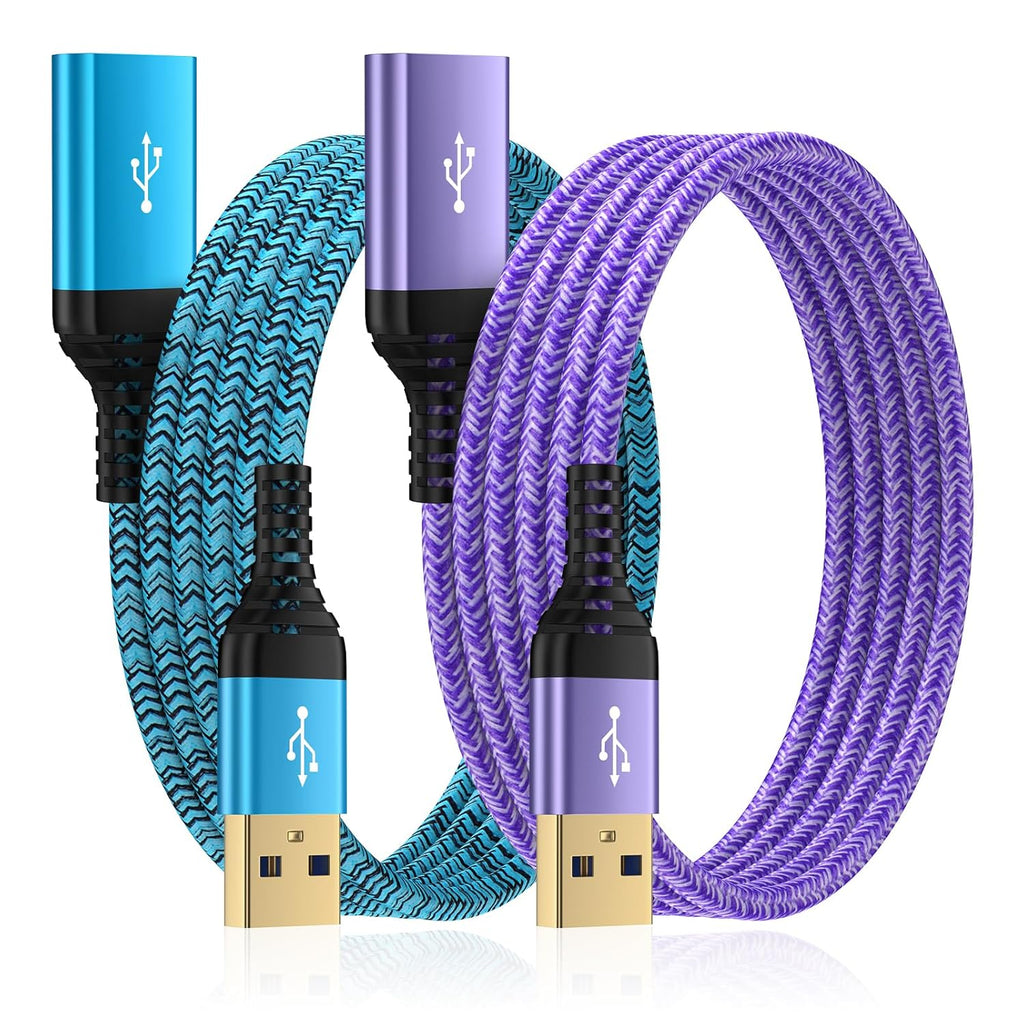USB Extension Cable 10 FT, 2Pack USB3.0 Extension Cord Type A Male to Female USB Extender High Speed Data Transfer Extender Cord for Keyboard,Mouse,PlayStation,Webcam,Hard Drive,Printer,Flash Drive