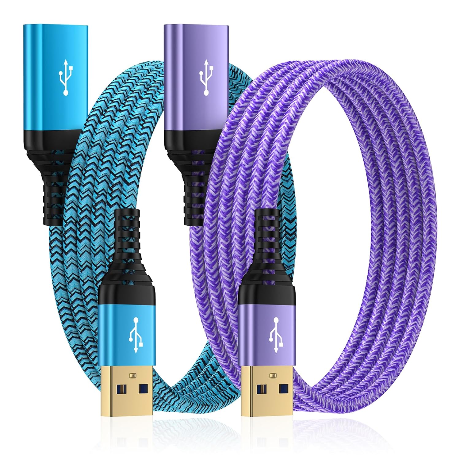 USB Extension Cable 10 FT, 2Pack USB3.0 Extension Cord Type A Male to Female USB Extender High Speed Data Transfer Extender Cord for Keyboard,Mouse,PlayStation,Webcam,Hard Drive,Printer,Flash Drive