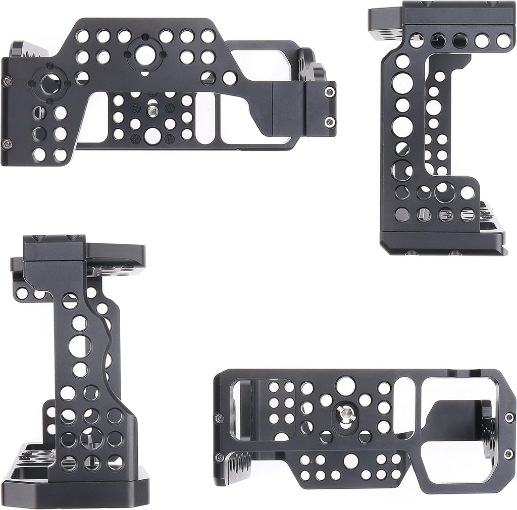 Hersmay A7III Cage with Top Handle, A9 Camera Cage for Sony A7III / A7RIII /A9 /A7II Mirrorless Camera, Multiple 1/4" 3/8" Screw Holes for Vlogging Video Shooting Filmmaking Rig