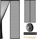 Magnetic Screen Door - Self Sealing, Heavy Duty, Hands Free Mesh Partition Keeps Bugs Out Let Breeze in- Pet and Kid Friendly - Keep Open Feature (Black, Fit Door Size 34 x 80 Inch)