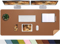 AFIING Leather Desk pad Protector, Large Non-Slip Office Desk Mat with Natural Cork & PU Leather, Waterproof Writing Mouse Pad for Office and Home (55in*17in,Brown)
