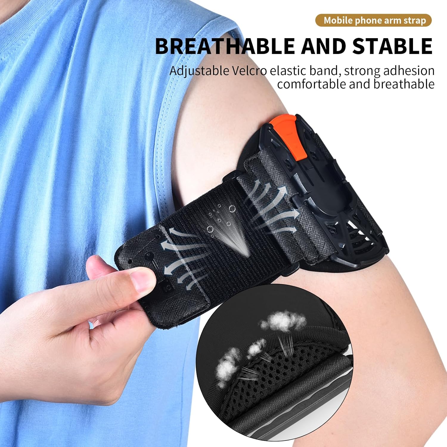 Wristband Phone Holder for Running, 360°Rotation & Detachable Sports Armband with Key Holder for iPhone 15/14/13/12/Pro/Pro Max/XS/XR/X/8/7/6/Plus, Samsung Galaxy, Fits 4''-6.95''Phone (L)