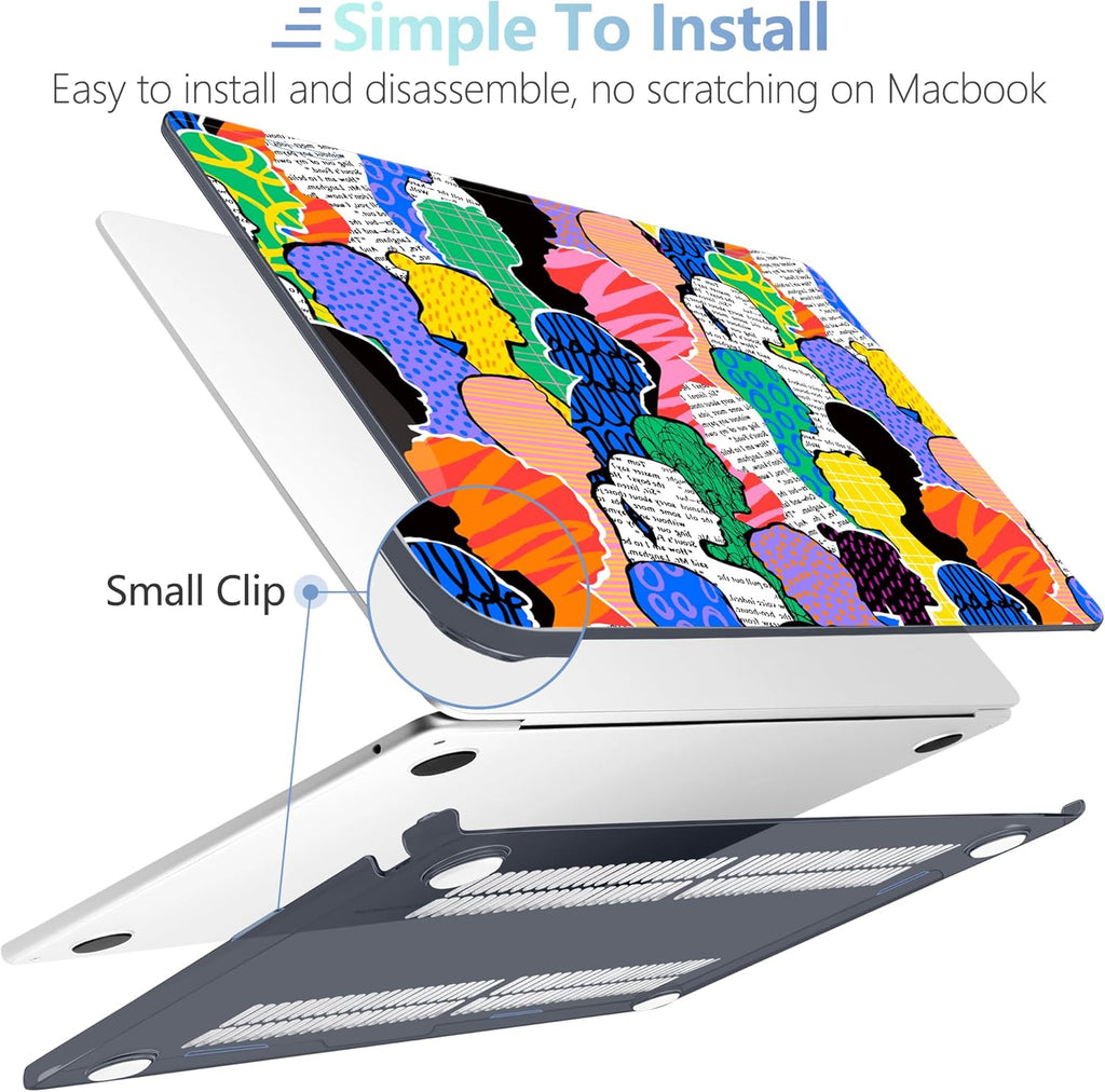 MEEgoodo Case for MacBook Air M4/M3/M2 13.6 inch 2025 2024 2022, Fit Model A3240 A3113 A2681,Compatible with MacBook Air 13 inch, Laptop Hard Shell Case with Keyboard Cover,Diverse People Abstract Art