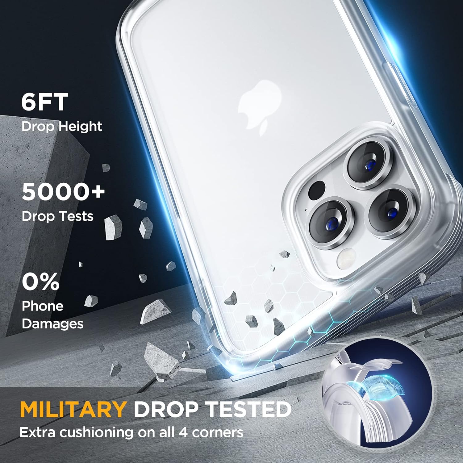 Miracase Glass Case for iPhone 13 Pro Max 6.7 inch, Upgrade Full-Body Clear Phone Bumper Case Cover with Built-in 9H Tempered Glass Screen Protector, Matte Clear