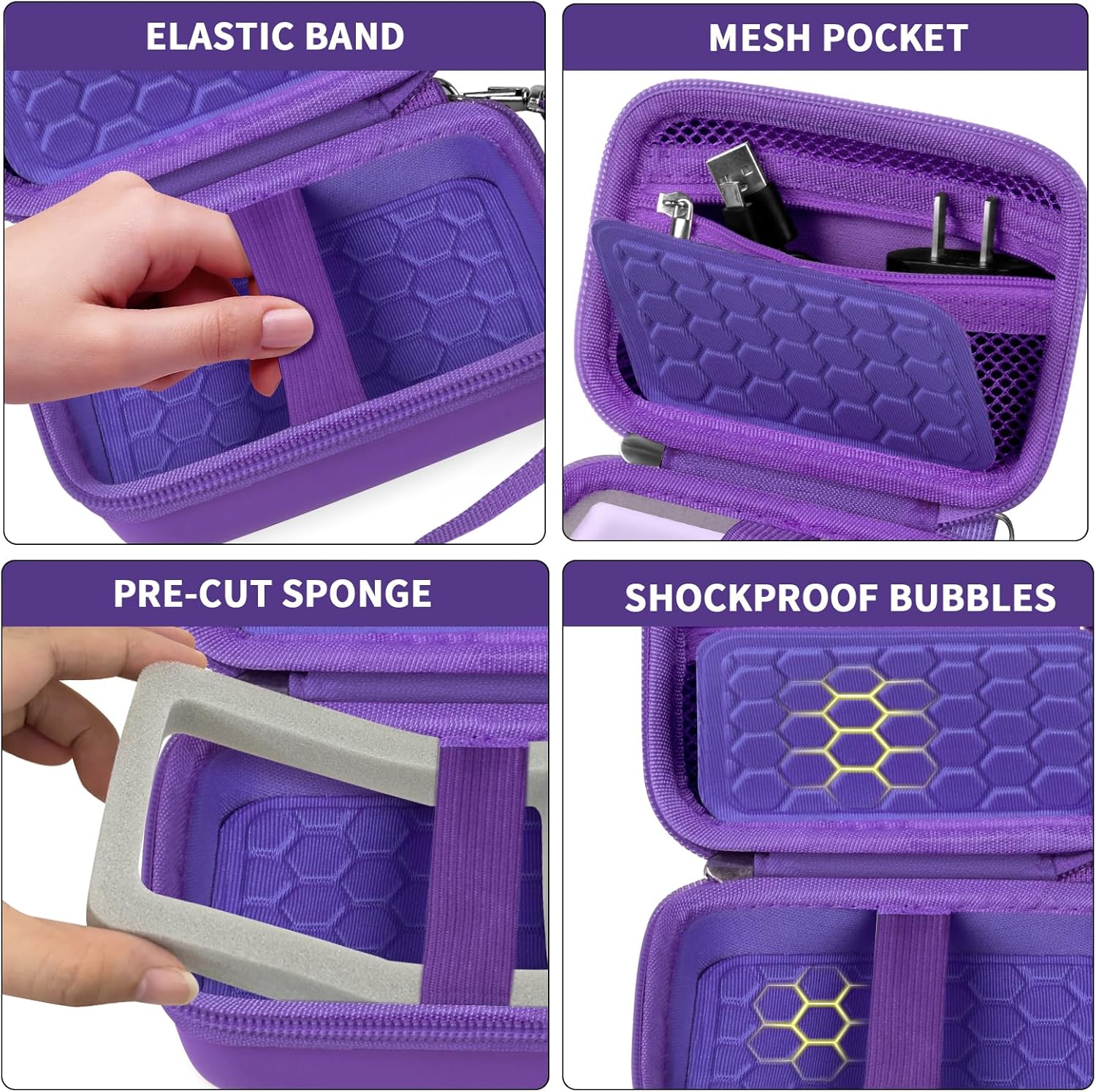 Carrying & Protective Case for Digital Camera, AbergBest 21 Mega Pixels 2.7" LCD Rechargeable HD/Kodak Pixpro/Canon PowerShot ELPH 180/190 / Sony DSCW800 / DSCW830 Cameras for Travel - Dark Purple